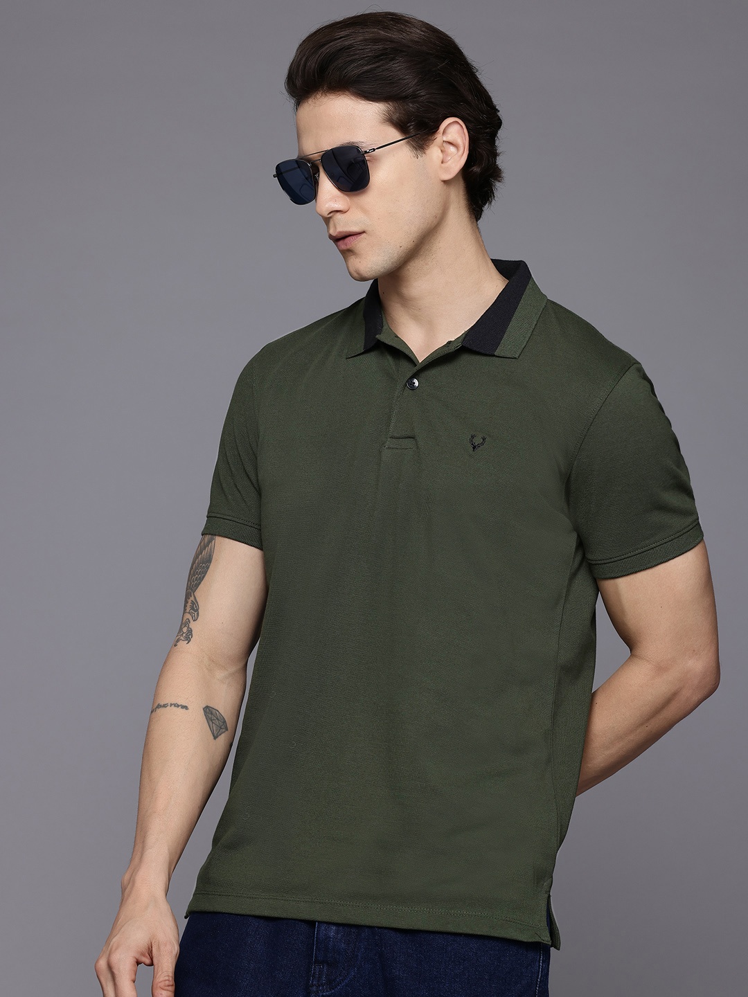 

Allen Solly Men Polo Collar T-shirt, Olive