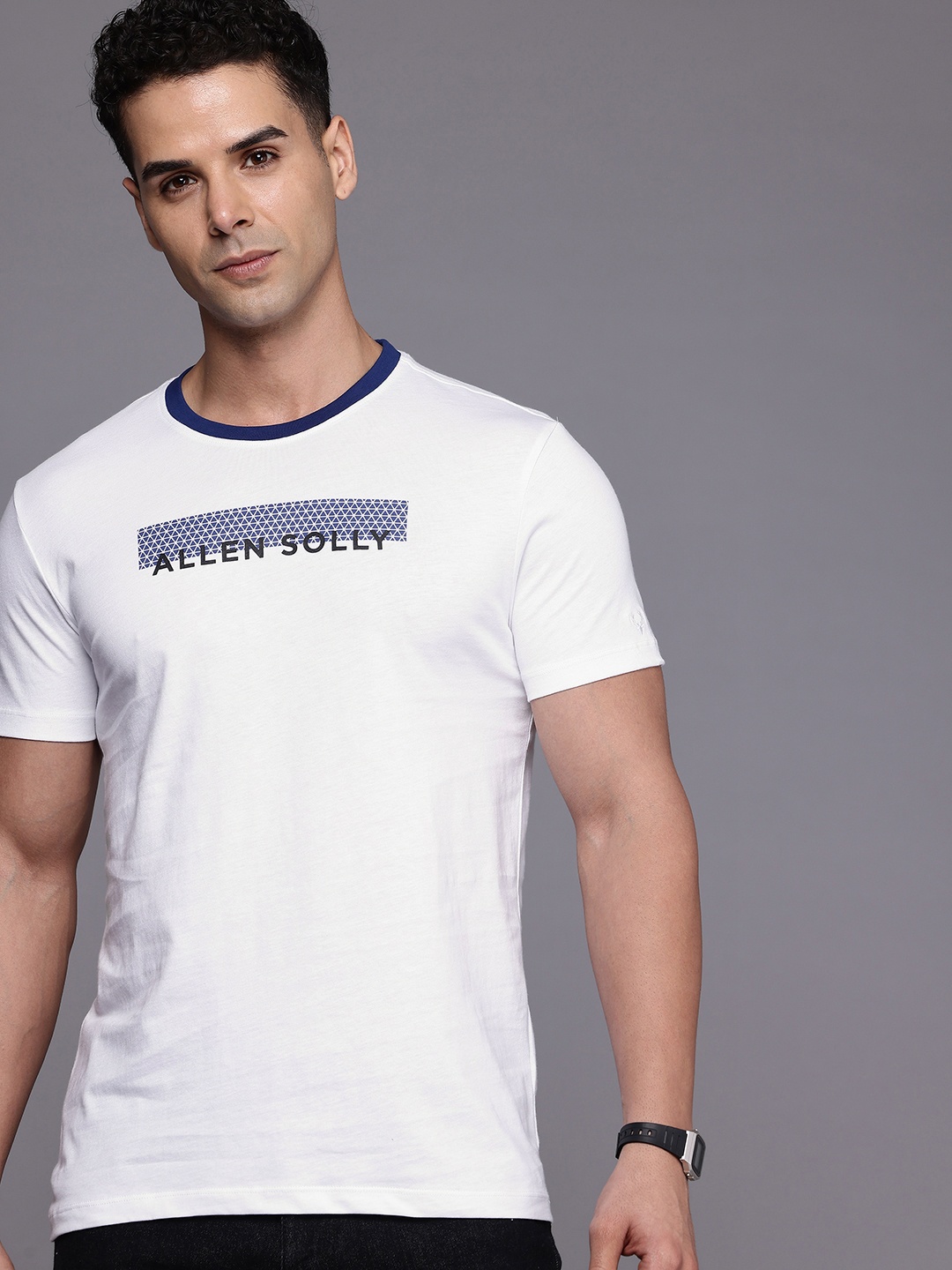 

Allen Solly Pure Cotton Brand Logo Printed Slim Fit T-shirt, White
