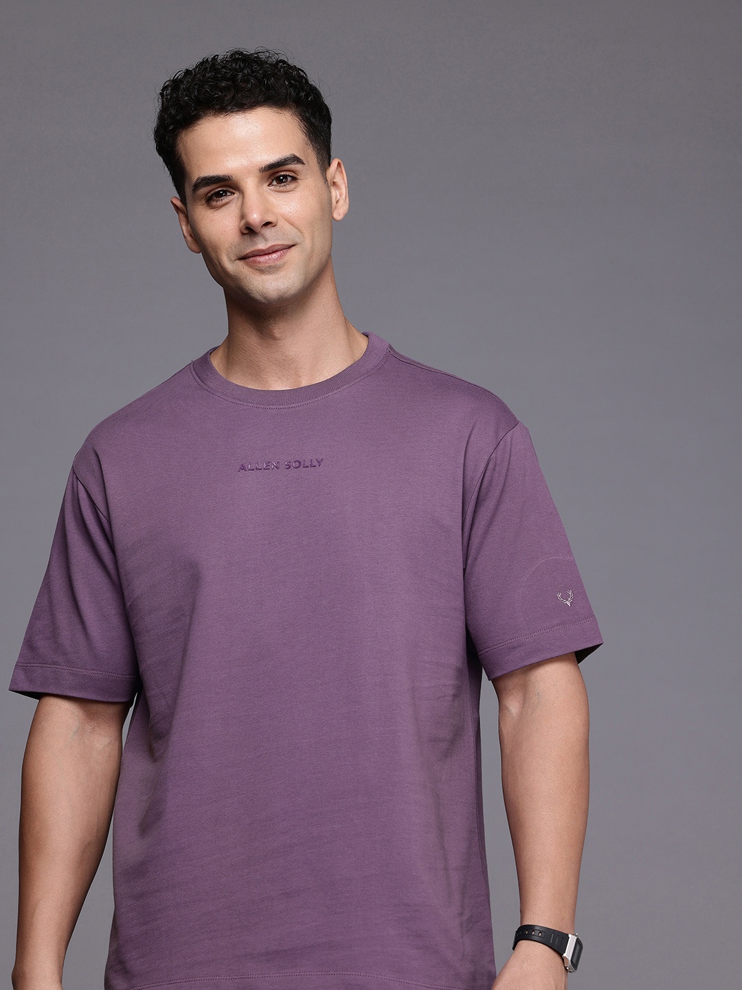 

Allen Solly Pure Cotton Brand Logo Printed Relaxed Fit T-shirt, Purple