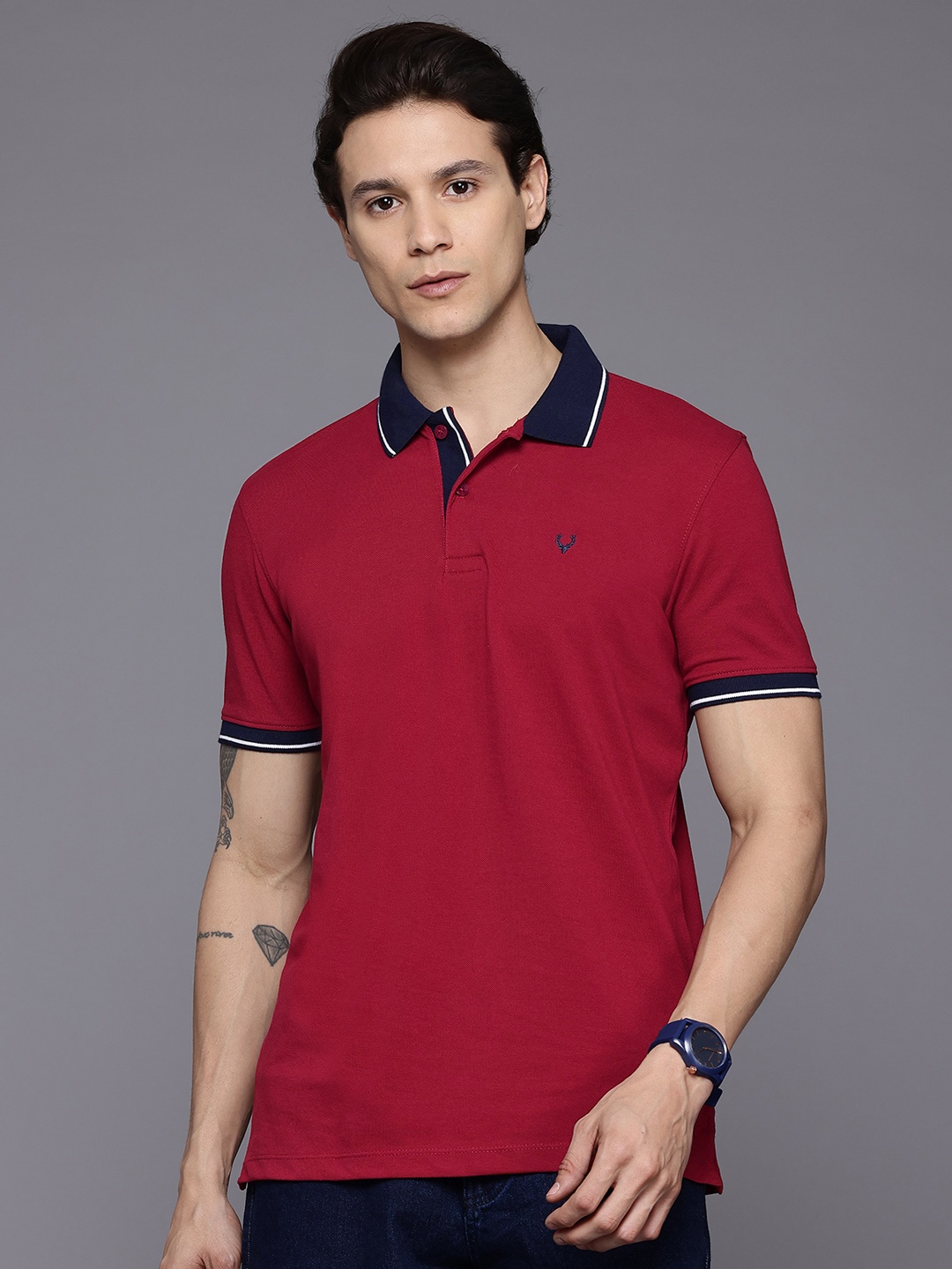 

Allen Solly Men Polo Collar T-shirt, Maroon