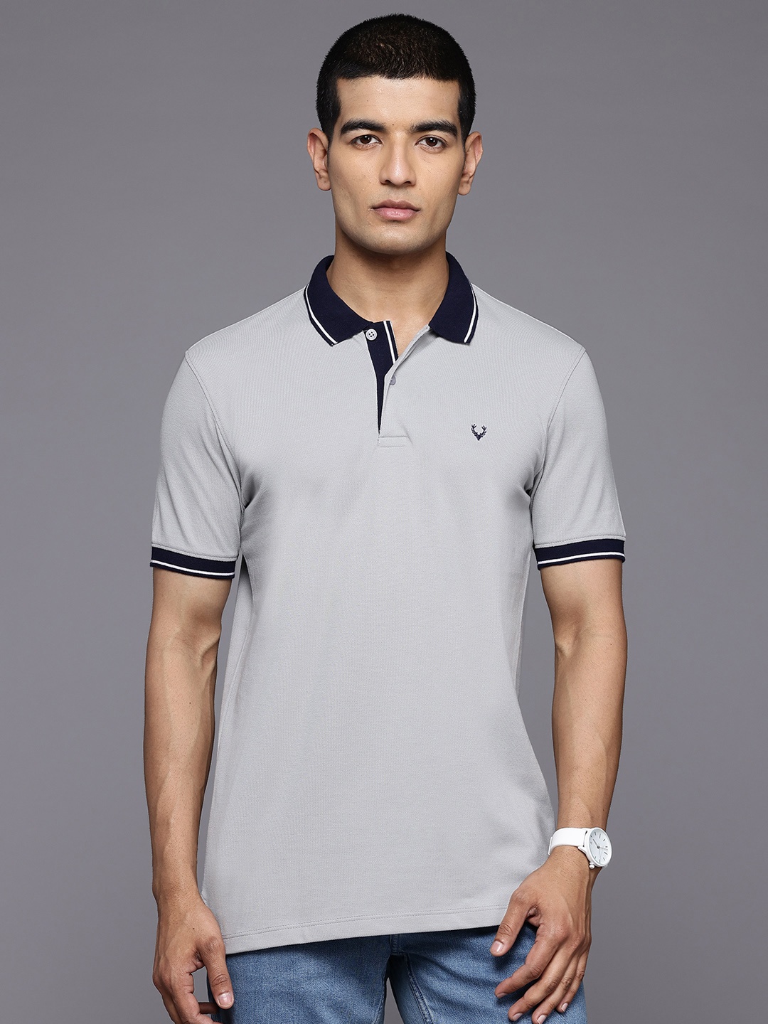 

Allen Solly Men Polo Collar T-shirt, Grey