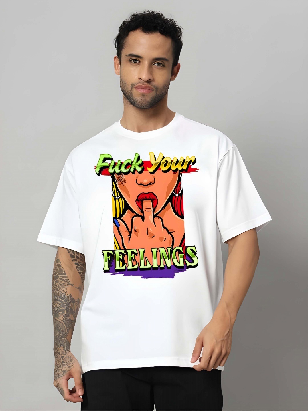 

KAIDO Men Drop-Shoulder Sleeves Pure Cotton T-shirt, White