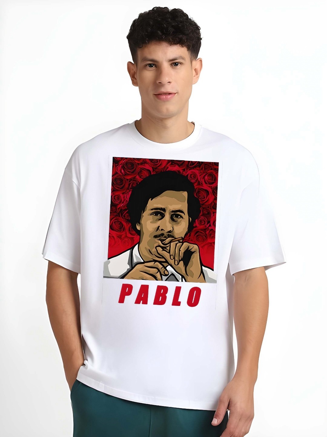 

KAIDO Men Graphic Printed Round Neck Pure Cotton Relaxed Fit T-shirt, White