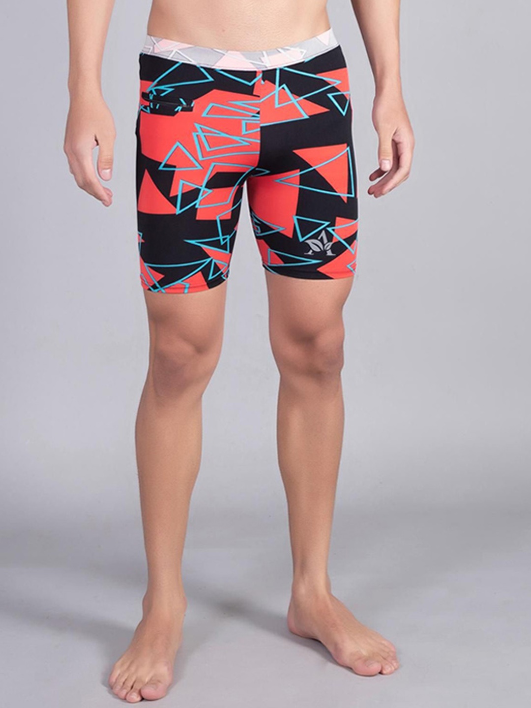 

DRAXSTAR Men Printed Swim Shorts with Key Pocket, Black