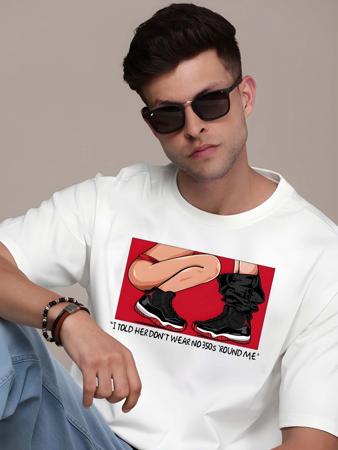 

KAIDO Men Drop-Shoulder Sleeves Pure Cotton T-shirt, White