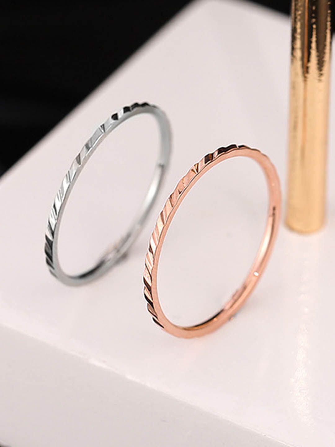 

StyleCast Elegant Rose Gold & Silver-Toned Set Of 2 Adjustable Finger Rings