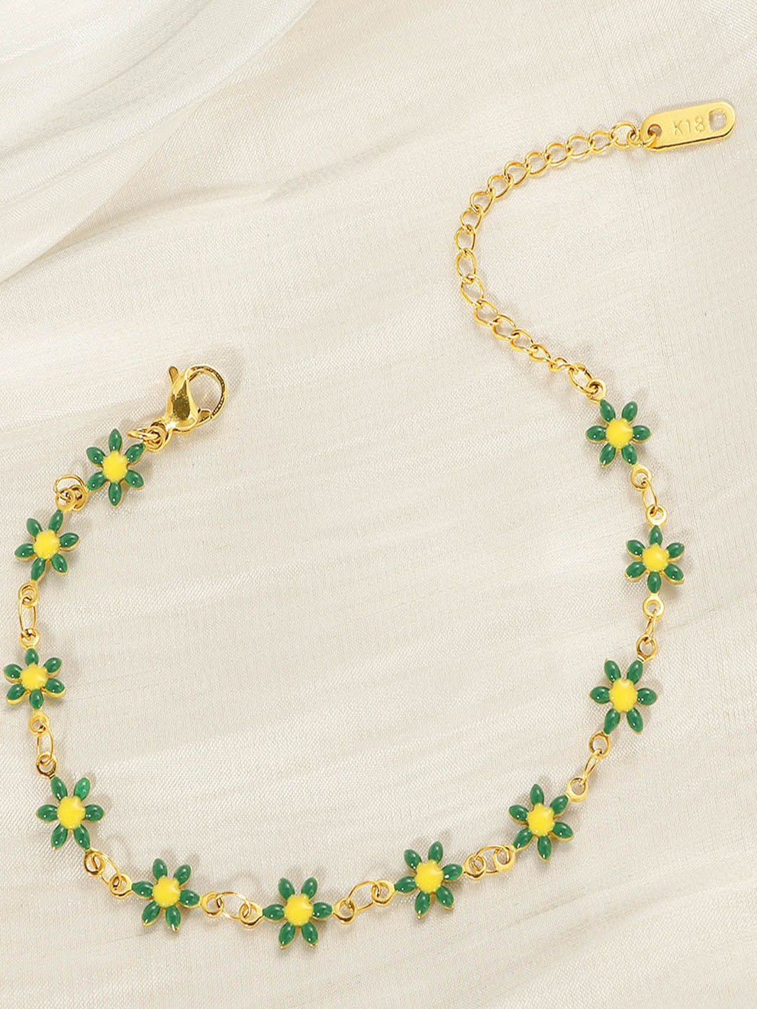 

StyleCast Gold-Toned Elegant Floral Stone Studded Link Bracelet
