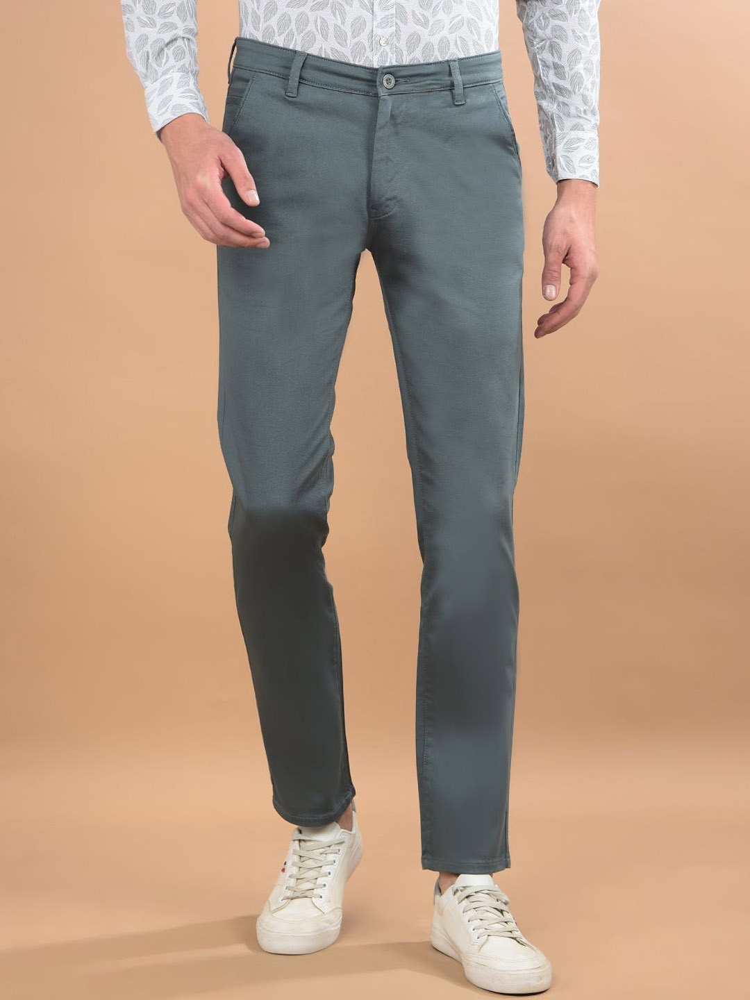 

Canary London Men Smart Slim Fit Wrinkle Free Mid-Rise Chinos Trousers, Teal