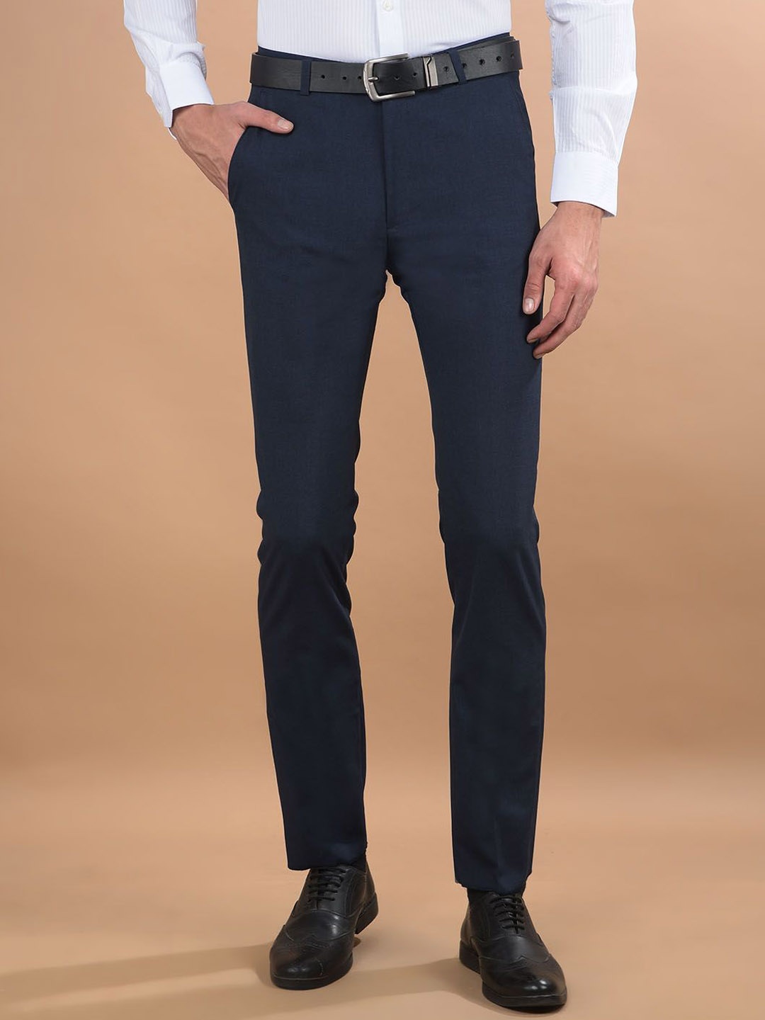 

Canary London Men Smart Slim Fit Wrinkle Free Formal Trousers, Navy blue