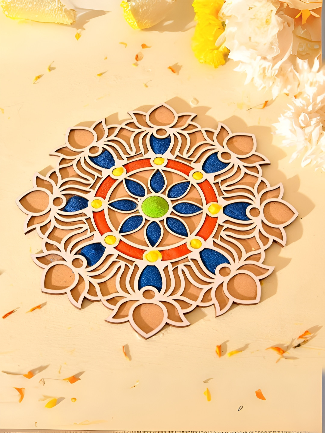 

CraftVatika Brown & Beige Floral Wooden Door Entrance Diwali Rangoli Stencil