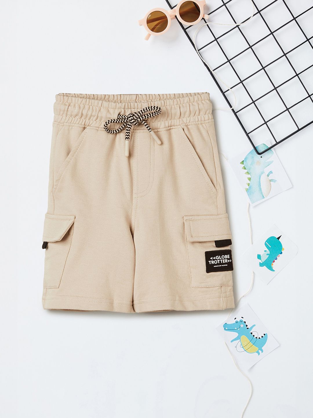 

max Boys Cotton Shorts, Beige