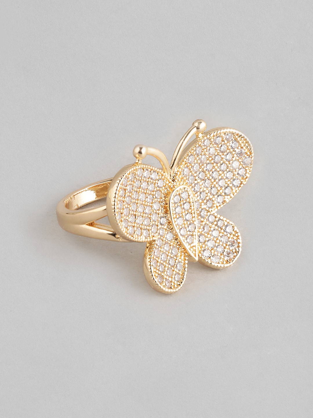 

DressBerry Women Stone-Studded Butterfly-Shaped Finger Ring, Gold