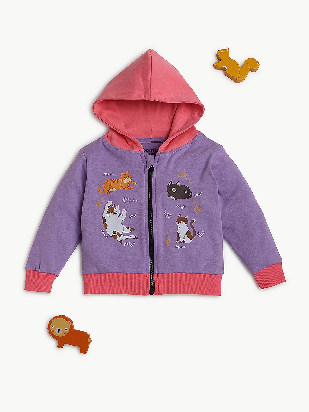 

BONTOTS Girls Printed Hooded Sweatshirt, Purple