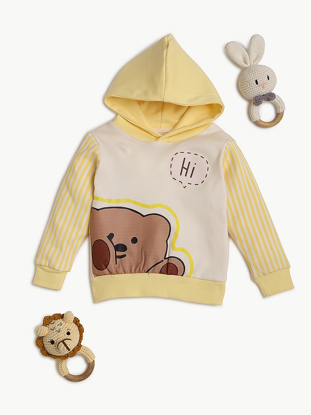 

BONTOTS Boys Printed Hooded Sweatshirt, Yellow