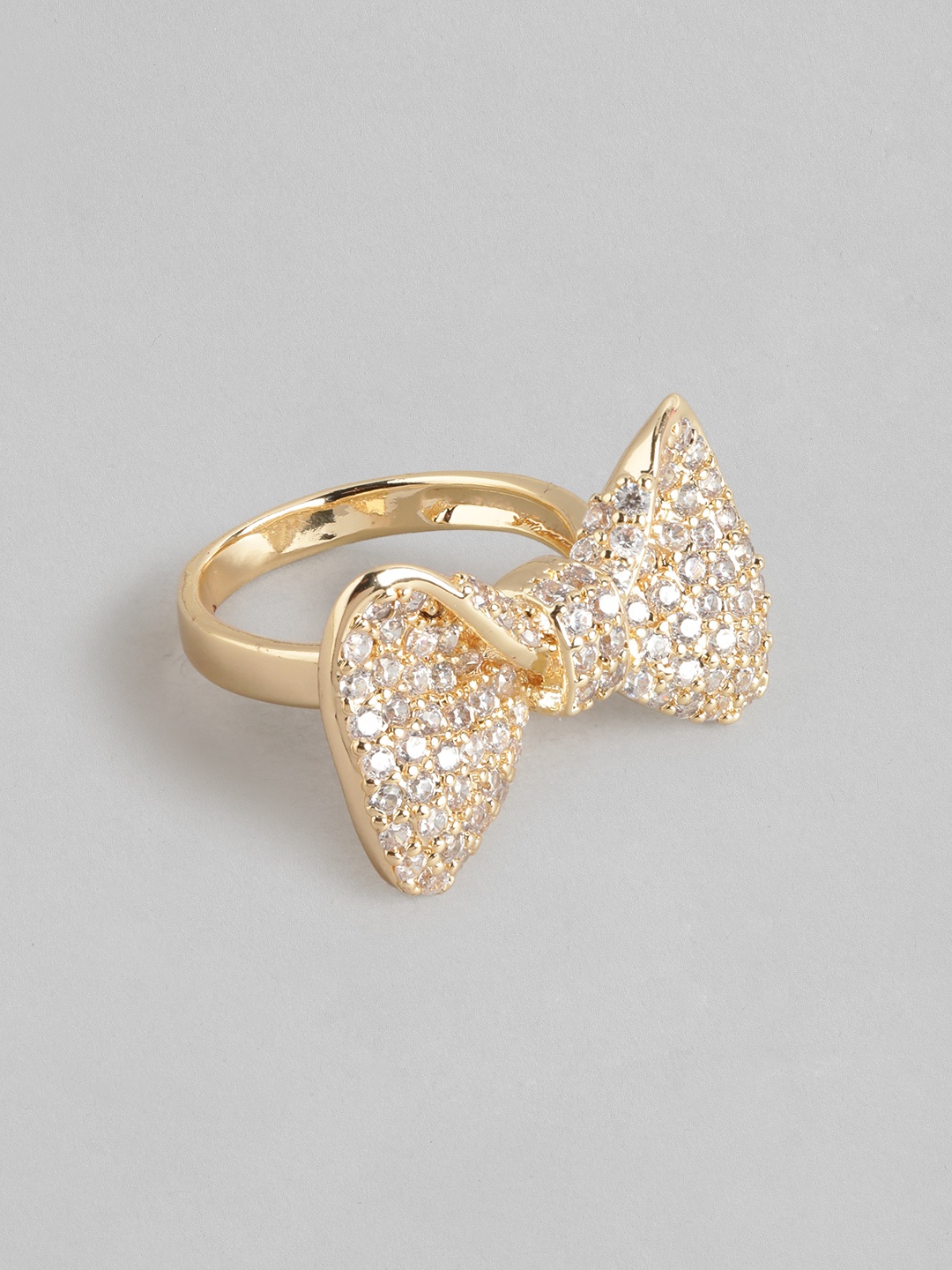 

DressBerry Stone Studded Bow Shaped Finger Ring, Gold