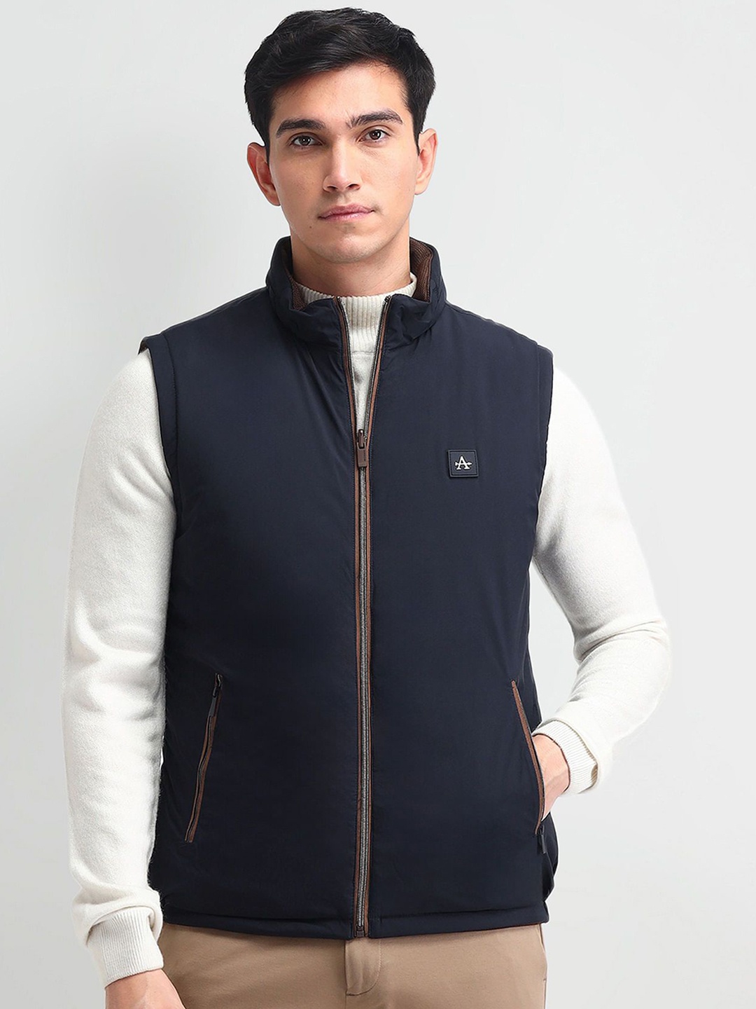 

Arrow Sport Men Solid Bomber Jacket, Navy blue