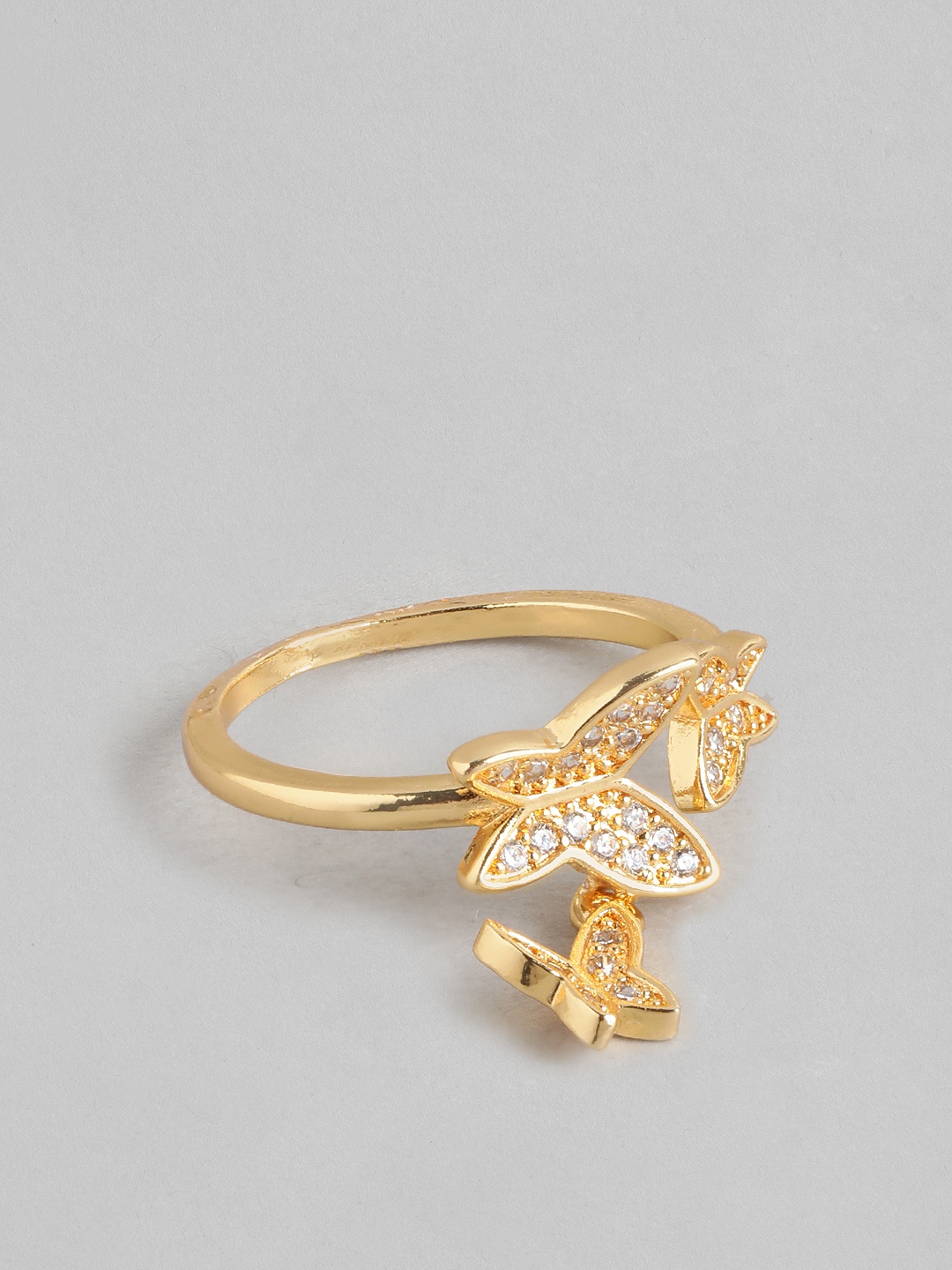 

DressBerry Women Stone-Studded Butterfly-Shaped Finger Ring, Gold