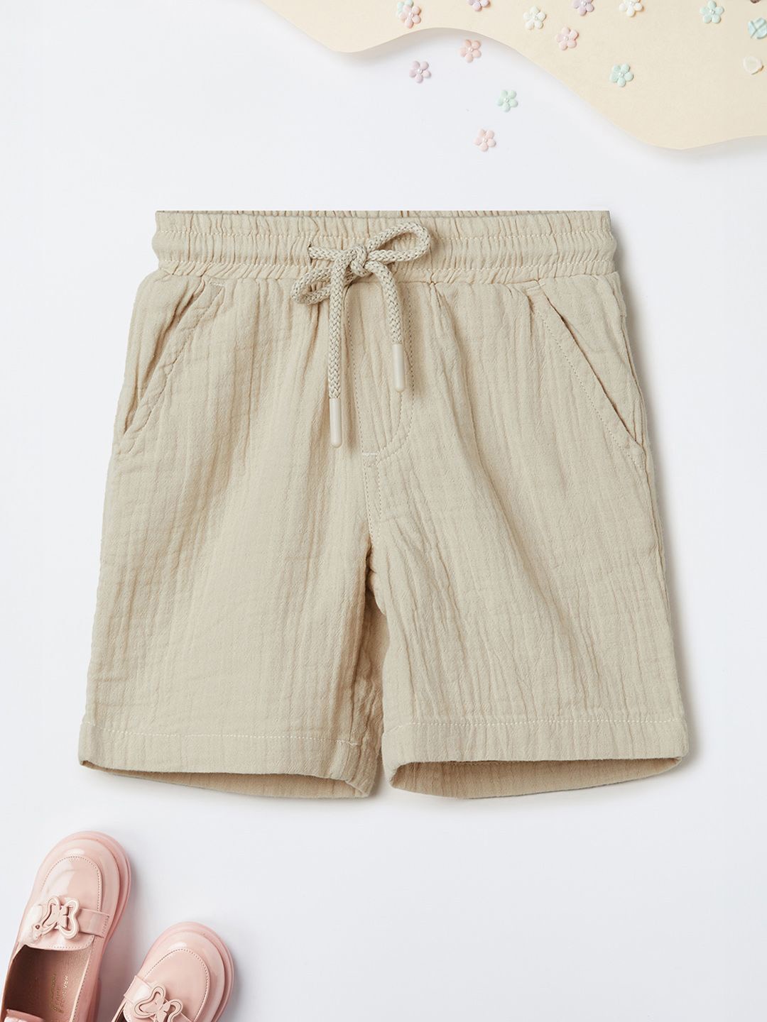 

max Boys Pure Cotton Regular Shorts, Beige