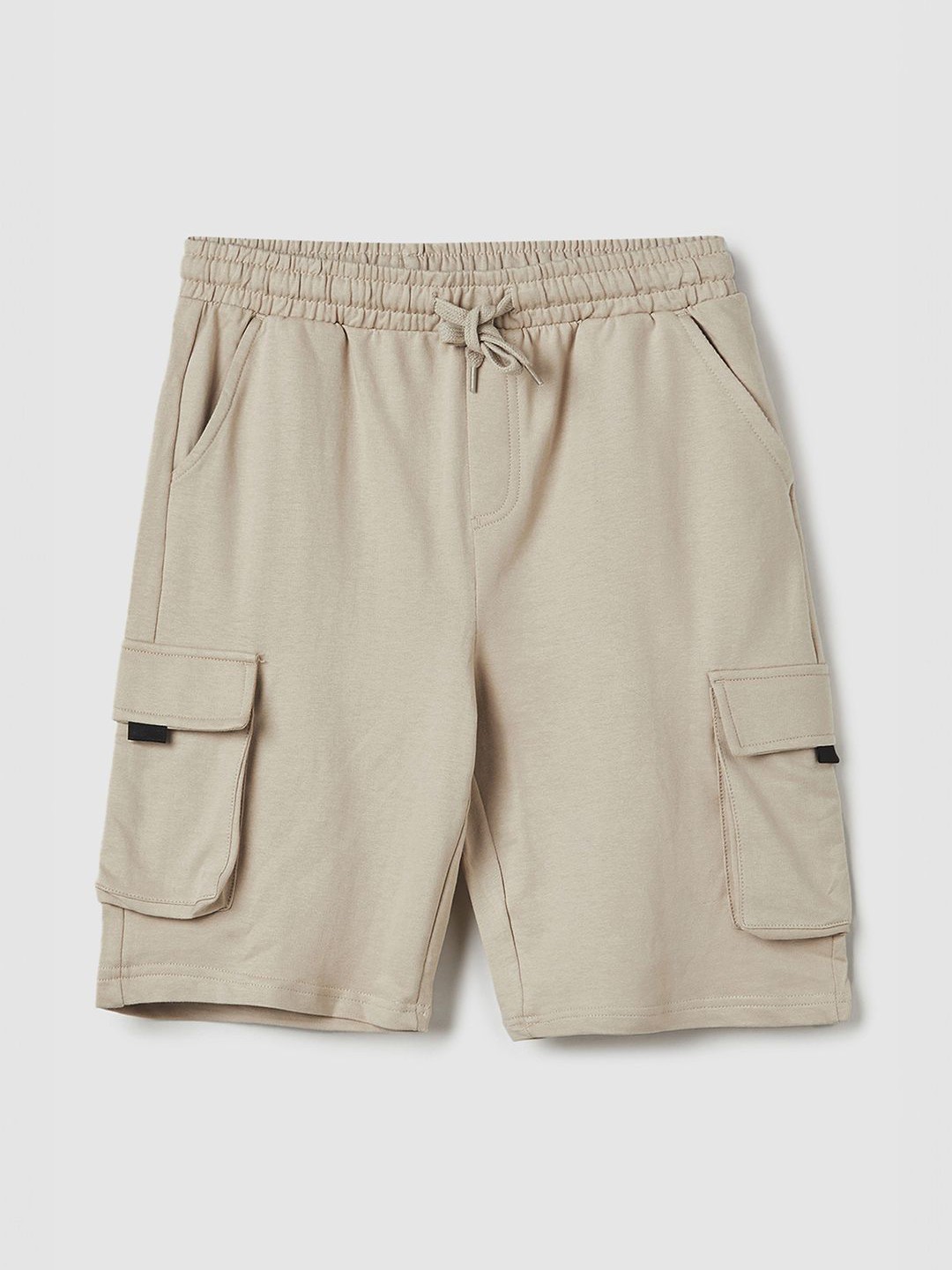

max Boys Regular Fit Mid-Rise Cotton Cargo Shorts, Beige