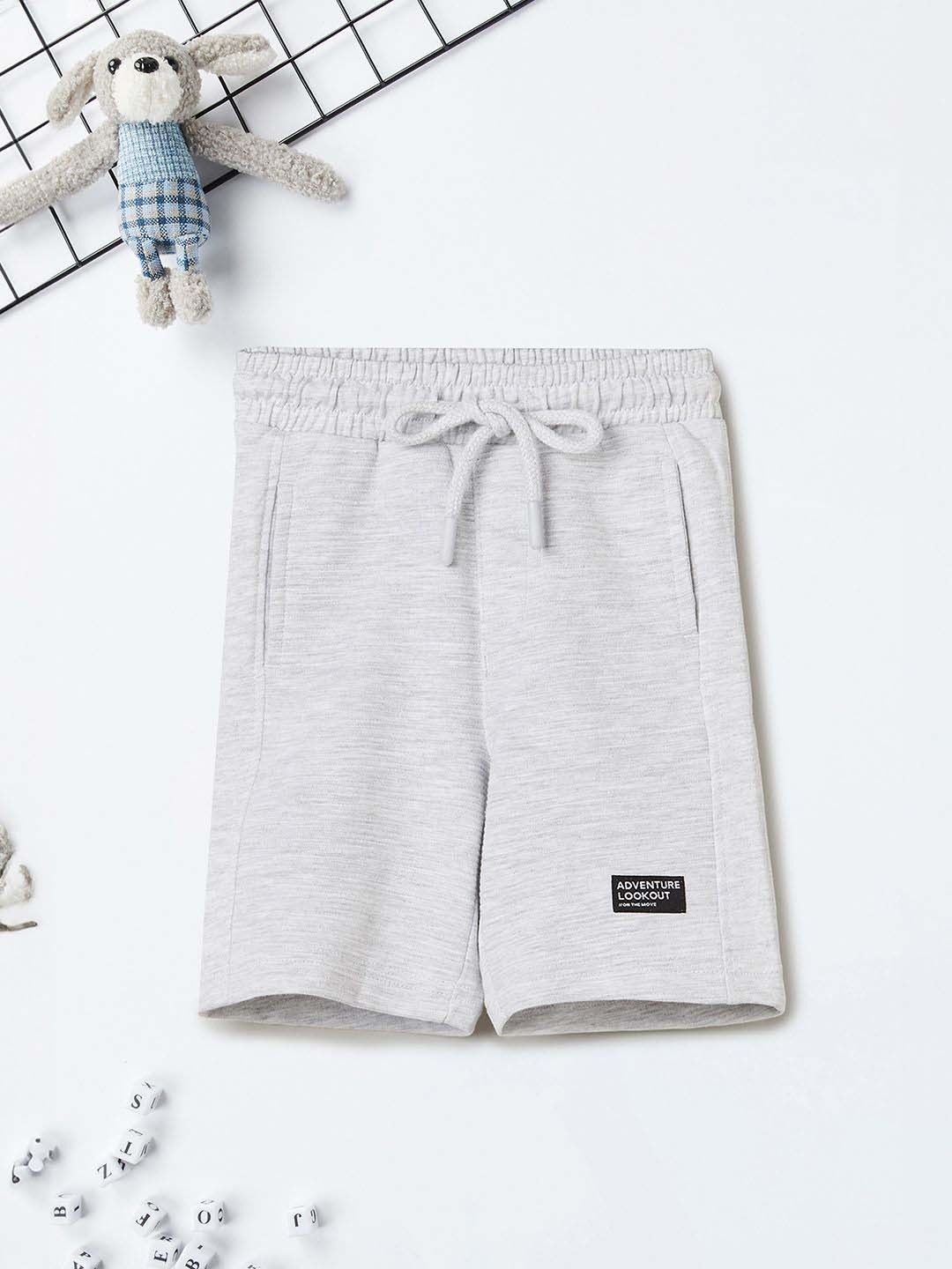 

max Boys Regular Fit Mid-Rise Shorts, Grey