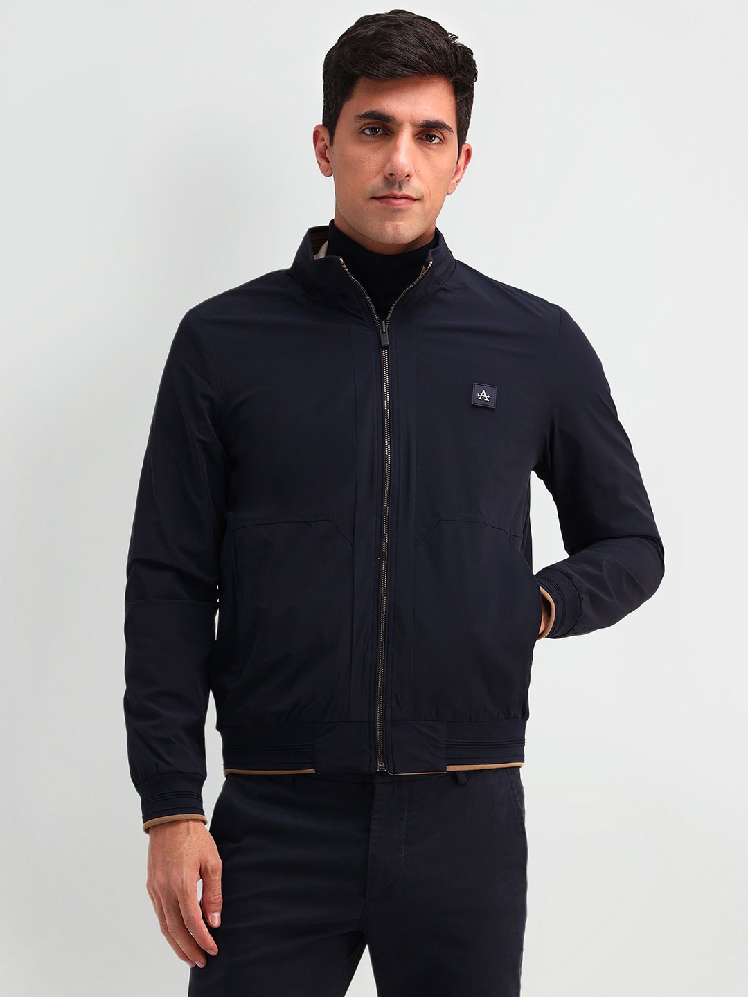 

Arrow Sport Men Solid Bomber Jacket, Navy blue