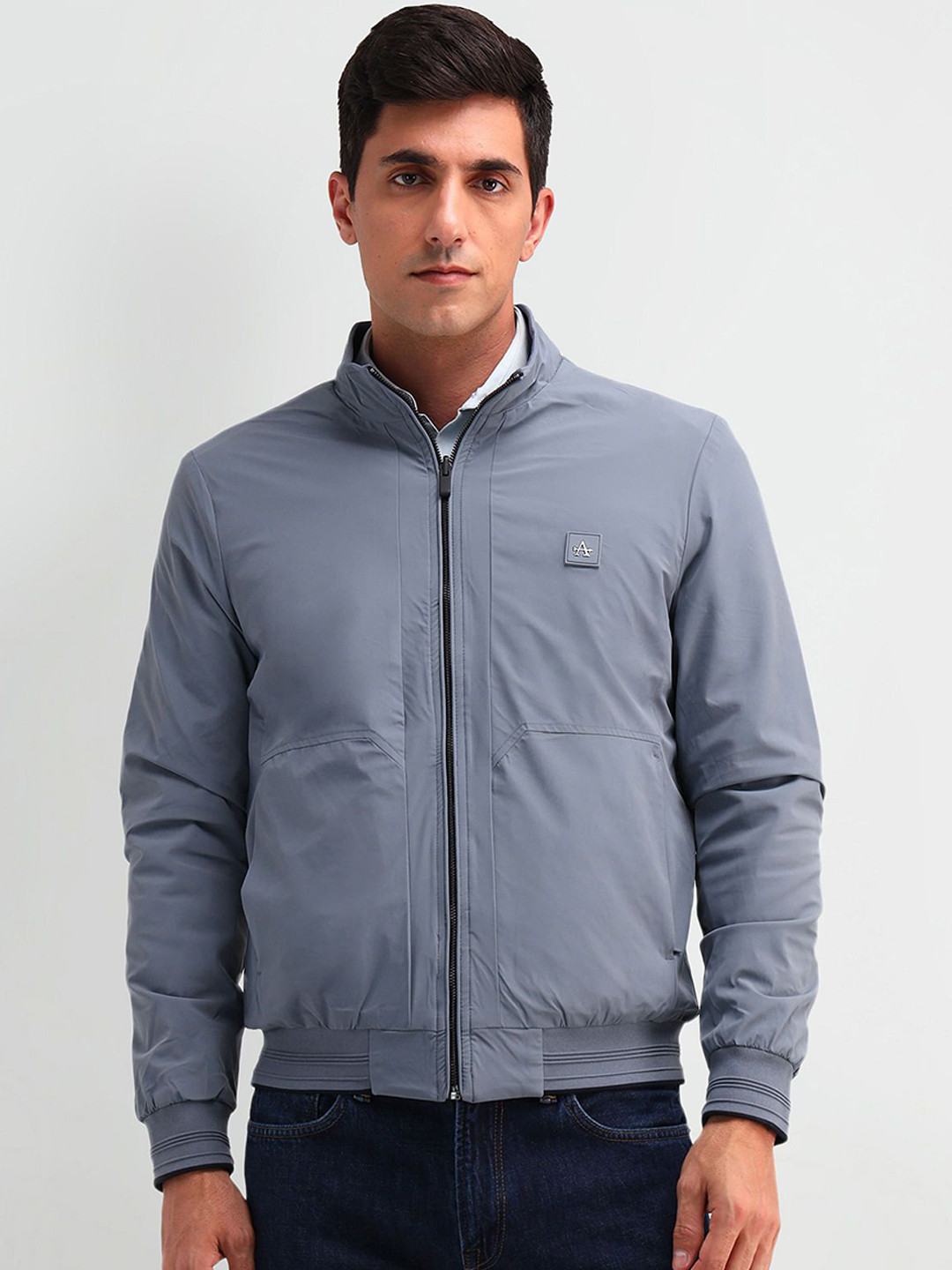 

Arrow Sport Men Solid Bomber Jacket, Blue