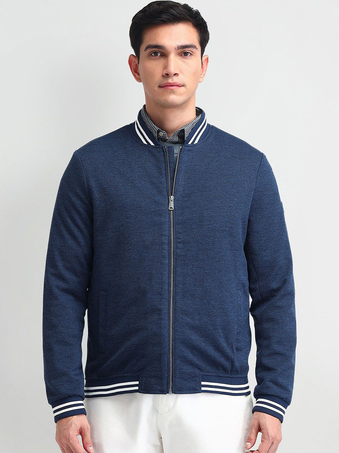 

Arrow Sport Men Solid Bomber Jacket, Teal