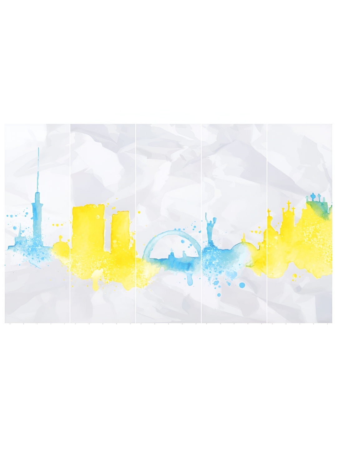 

Inephos White & Yellow 5 Pieces Abstract Printed Wall Art