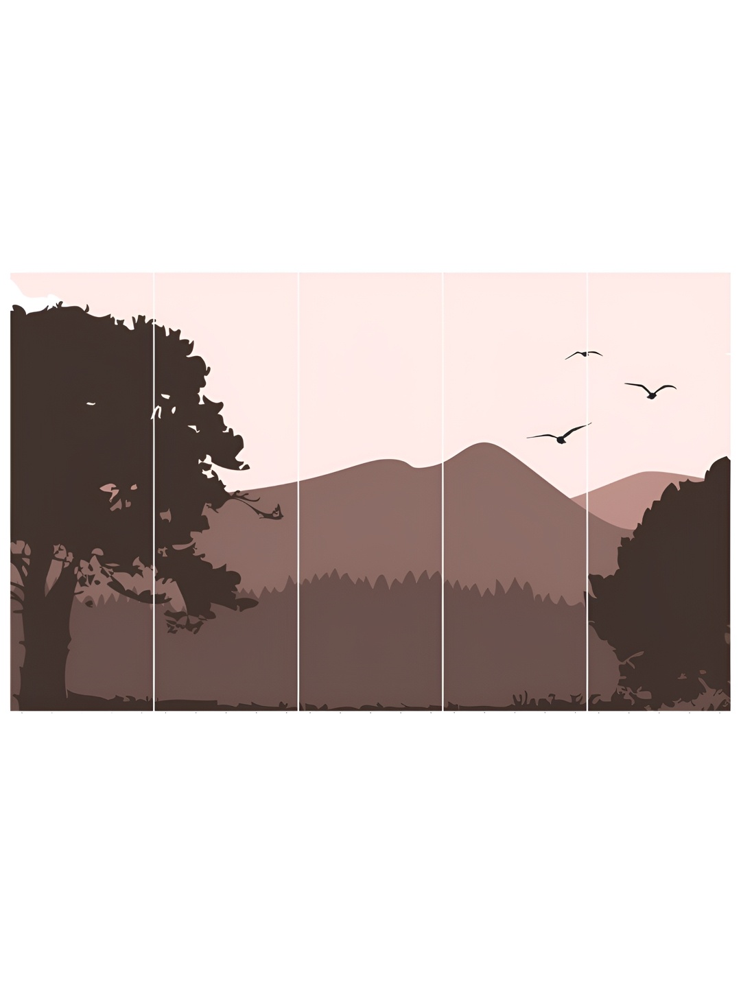 

Inephos Pink & Brown 5 Pieces Birds And Animals Printed Vinyl Wall Art