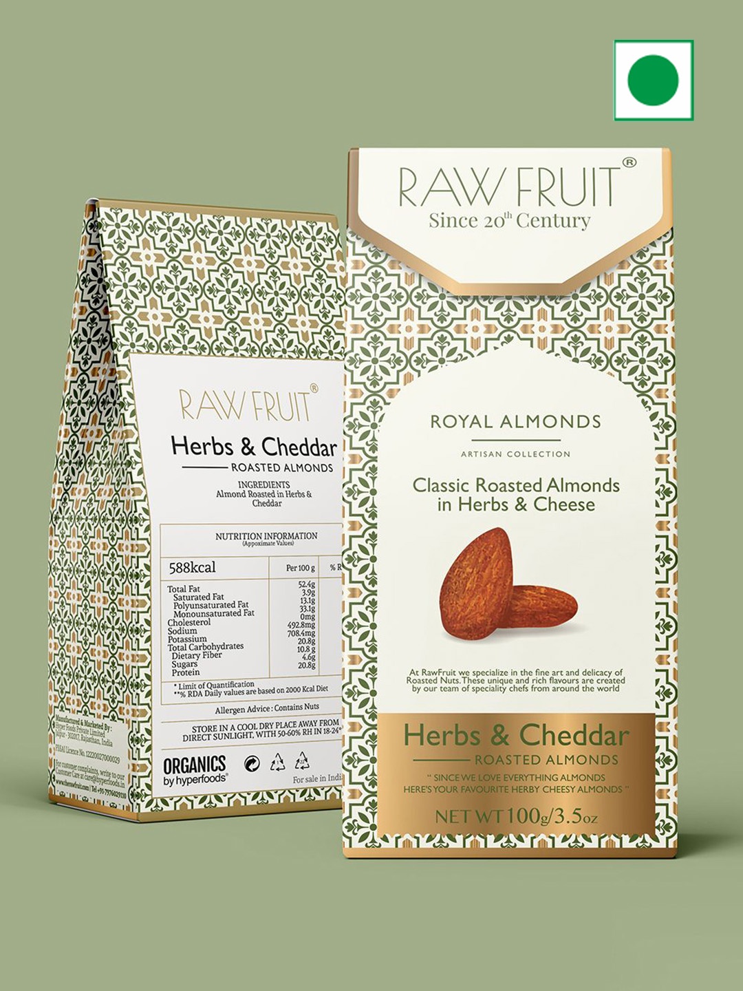 

RawFruit Unisex Pack of 2 Margherita Roasted Almonds 100g, Multi