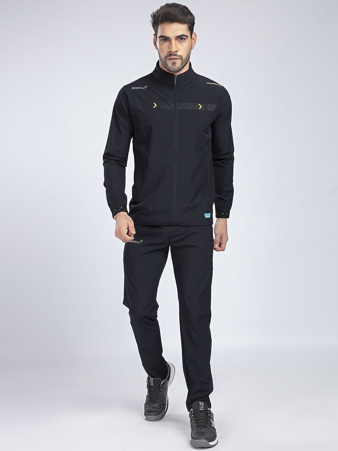 

SPORT SUN Men Mock Collar Jacket with Trackpant Tracksuits, Navy blue