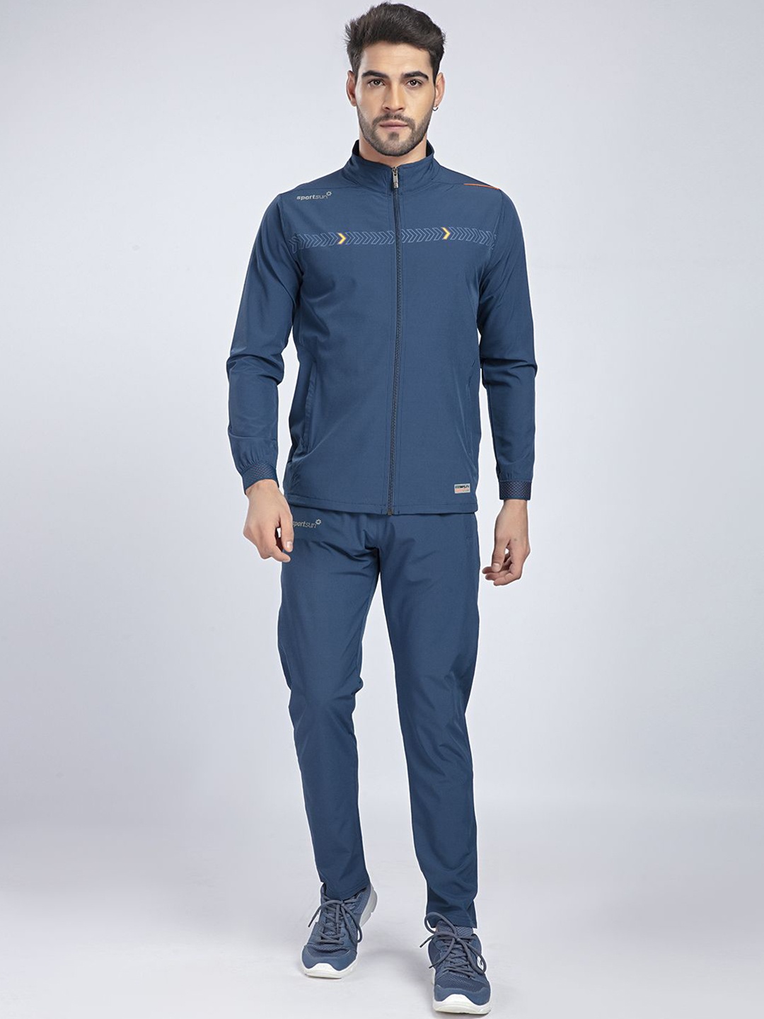 

SPORT SUN Men Lycra Mock Collar Mid-Rise Tracksuit, Blue