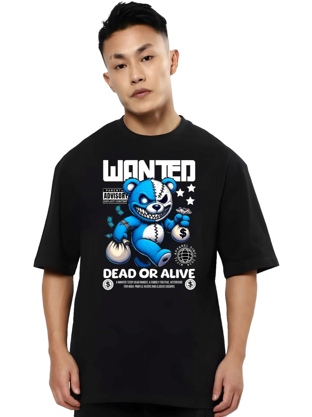 

KAIDO Men Graphic Printed Round Neck Cotton Relaxed Fit T-shirt, Black