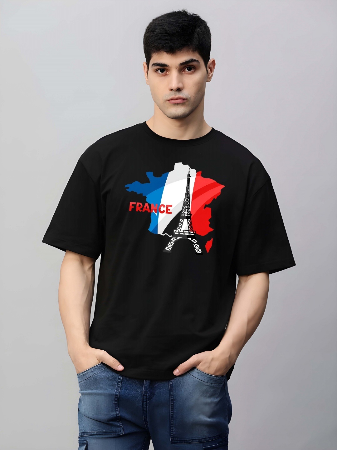 

KAIDO Men Graphic Printed Round Neck Cotton Relaxed Fit T-shirt, Black