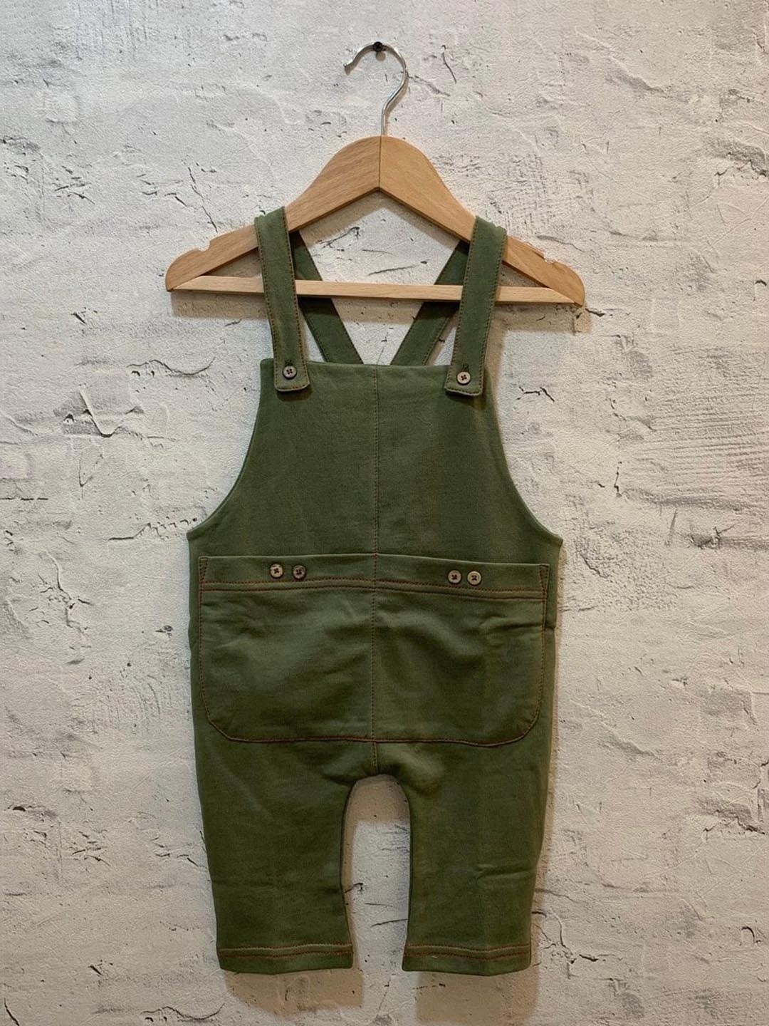 

EARTHY TWEENS Kids Straight Leg Cotton Dungarees, Green