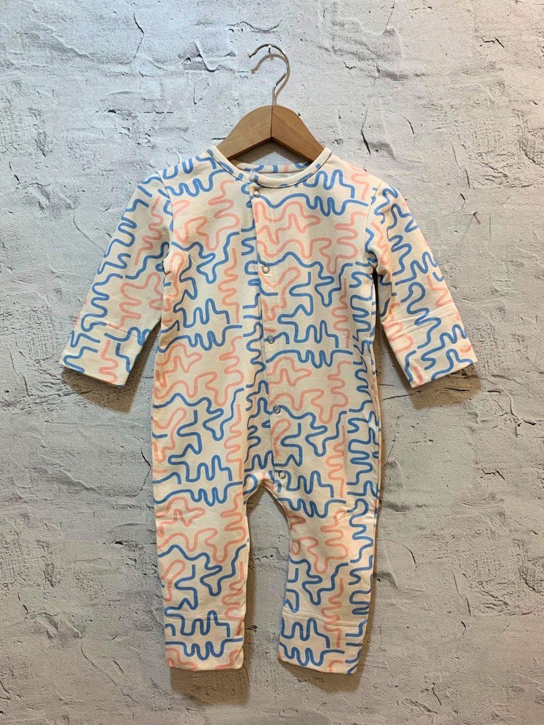 

EARTHY TWEENS Kids Scribble Scrubble Pure Cotton Baby Romper, Peach