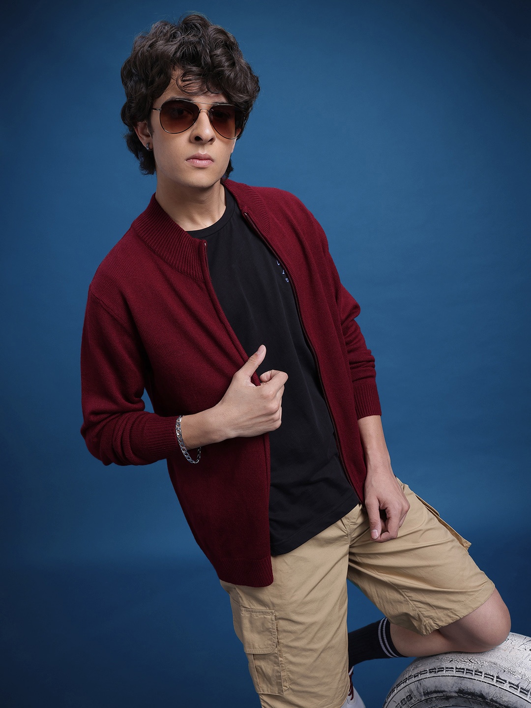 

The Roadster Lifestyle Co. Solid Front Open Sweater, Maroon