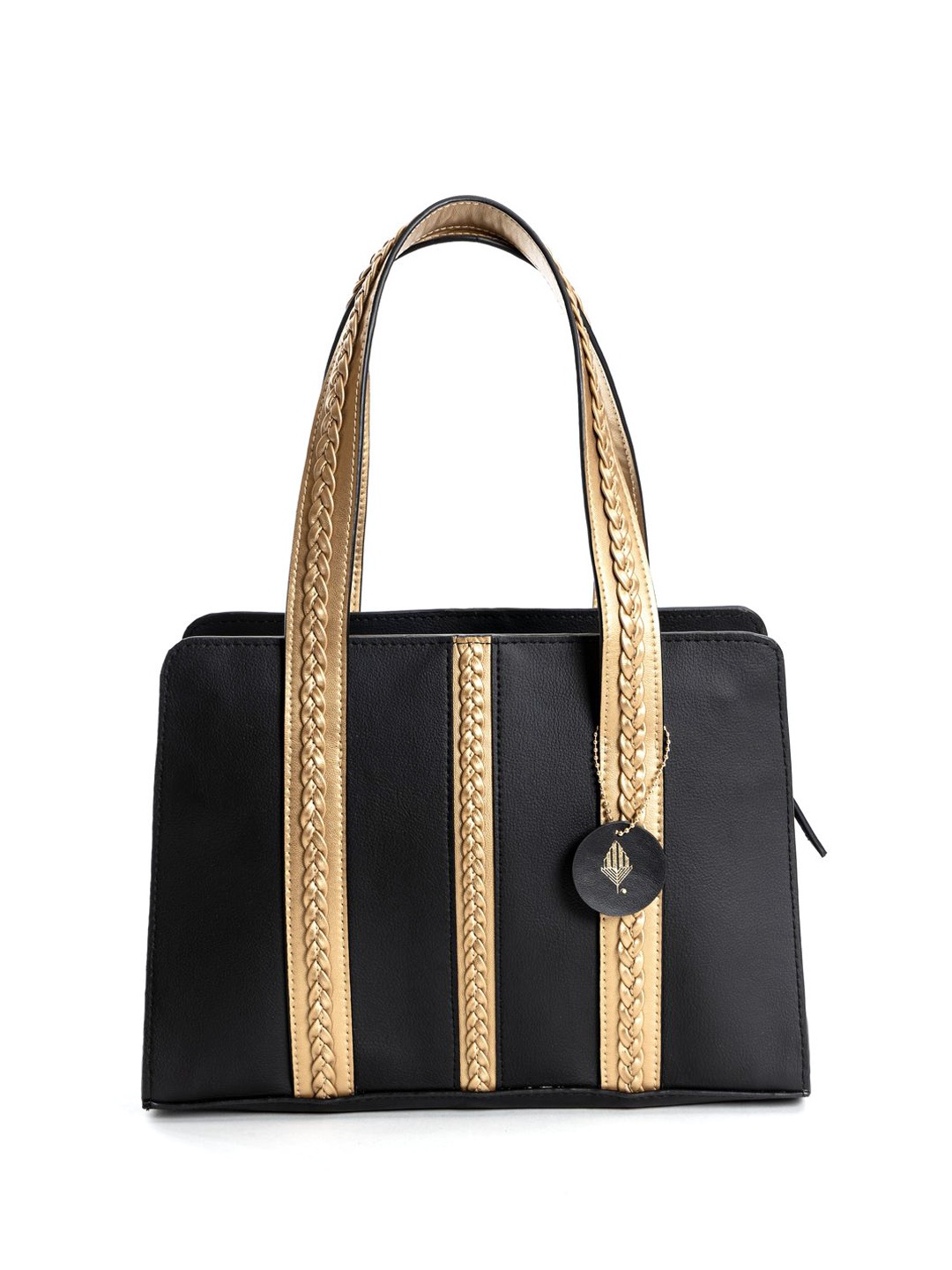 

Green Hermitage Women Solid Shopper Leather Shoulder Bag, Black