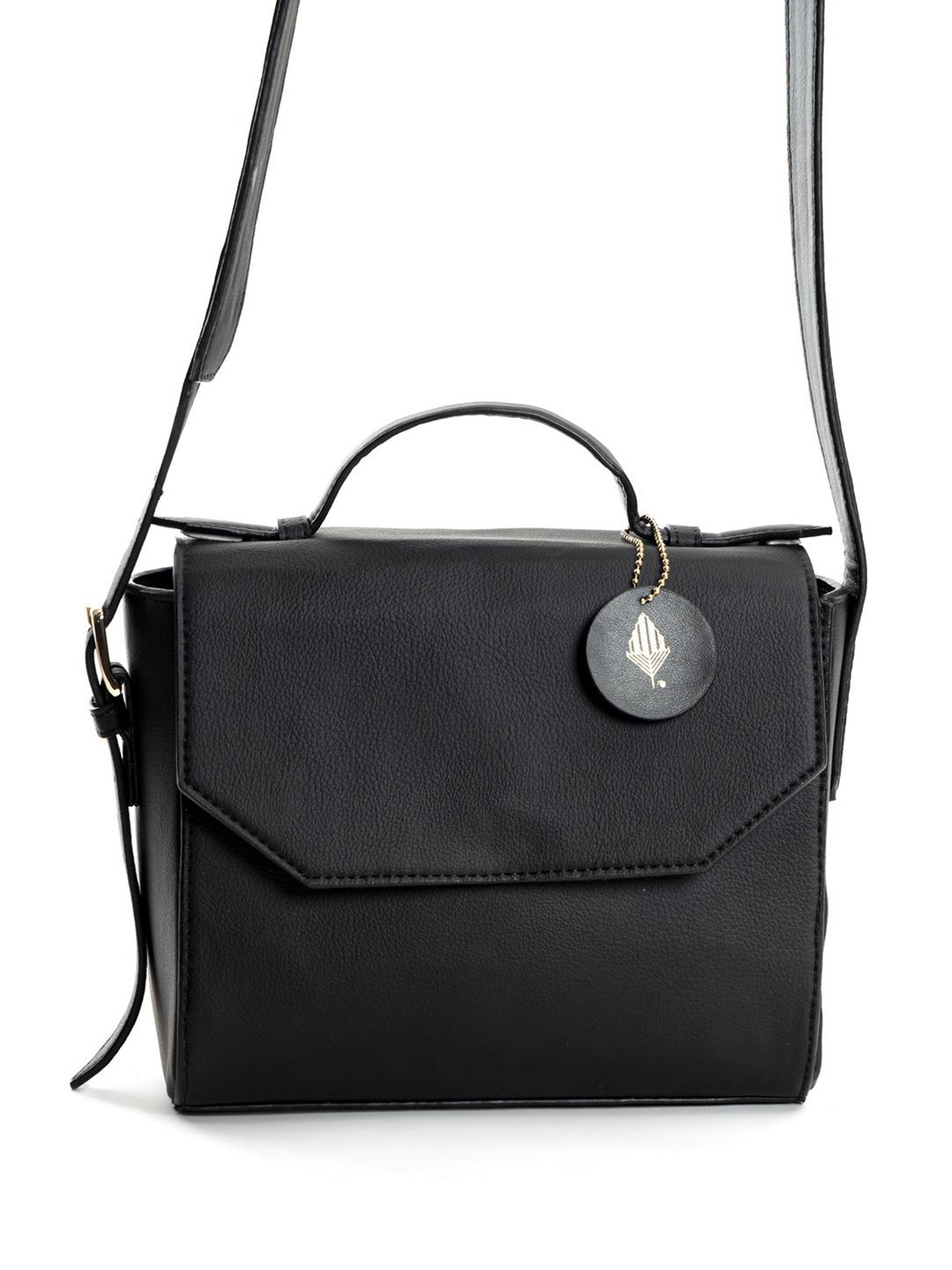 

Green Hermitage Women Solid Structured Leather Satchel Bag, Black
