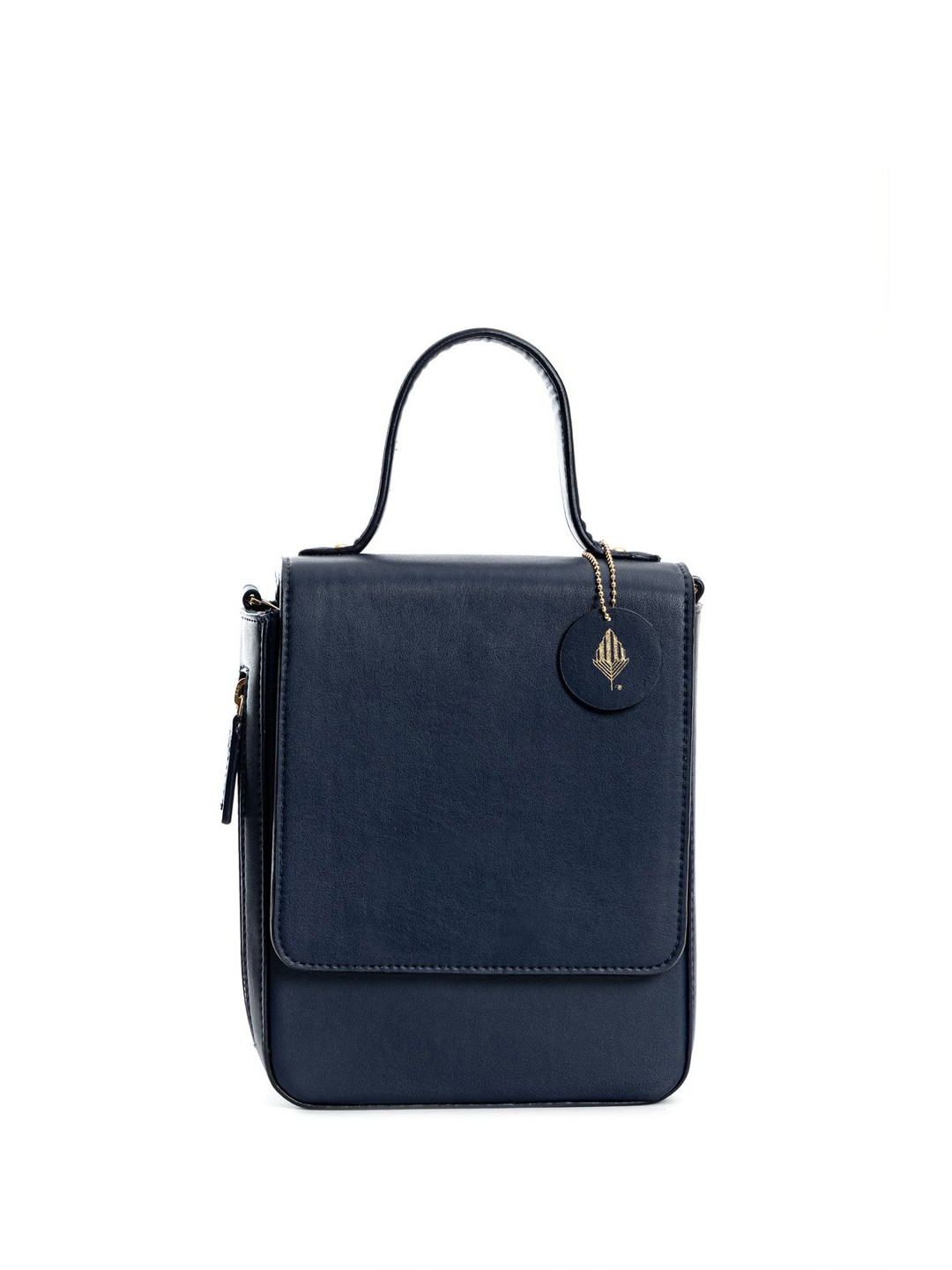 

Green Hermitage Women Solid Structured Leather Satchel Bag, Navy blue