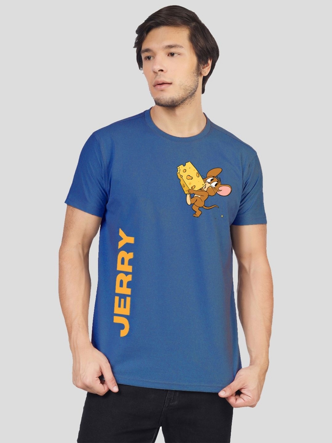 

Greylongg Men Tom & Jerry Graphic Printed Round Neck Cotton T-shirt, Blue