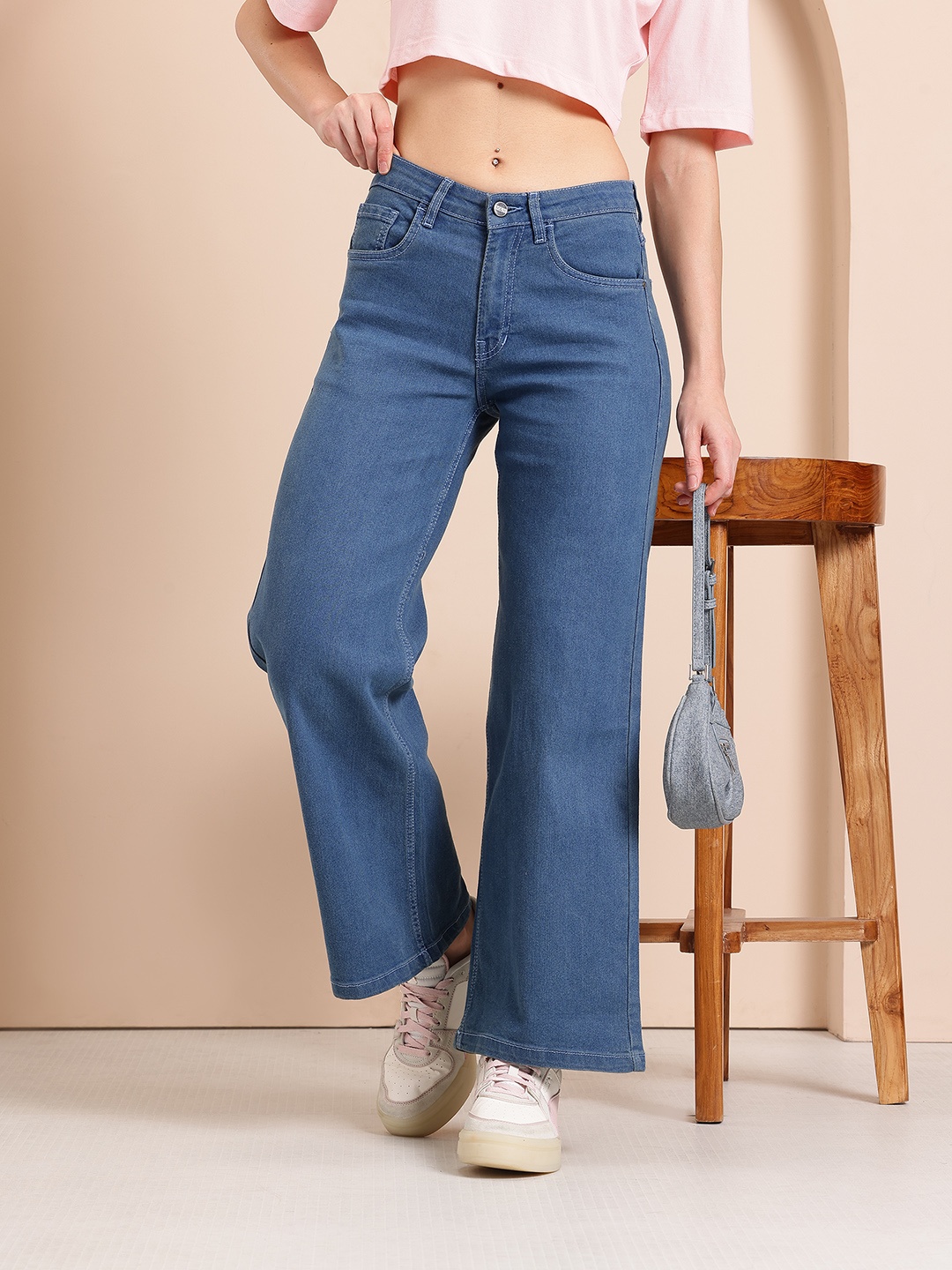 

Mast & Harbour Women Wide Leg Jeans, Blue