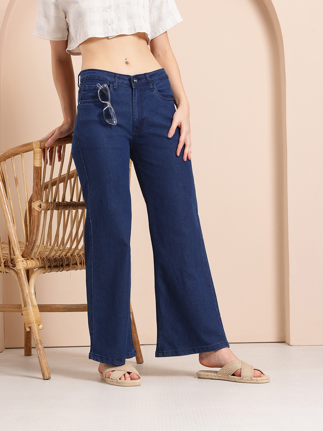 

Mast & Harbour Women Wide Leg Jeans, Navy blue