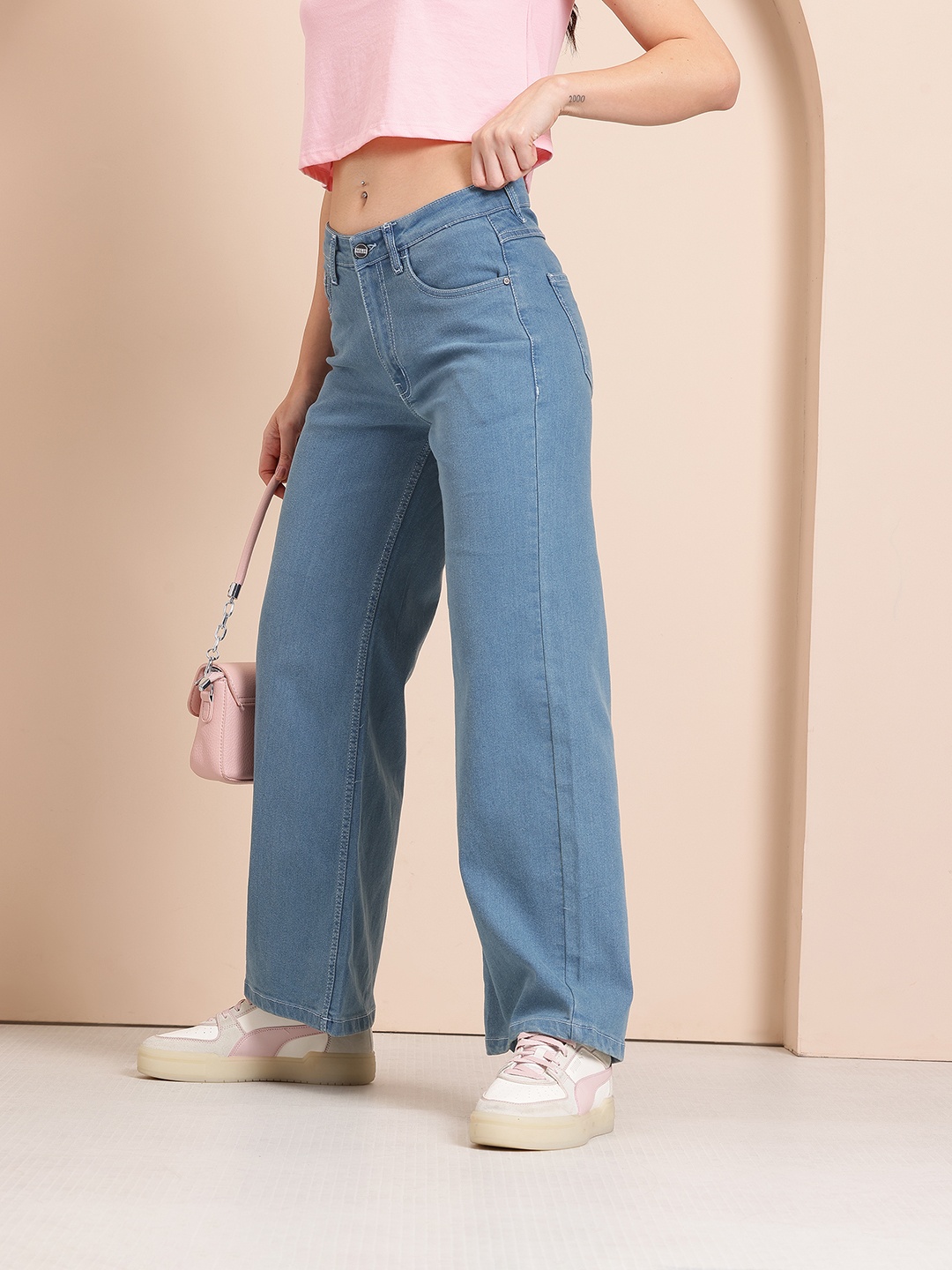 

Mast & Harbour Women Wide Leg Jeans, Blue