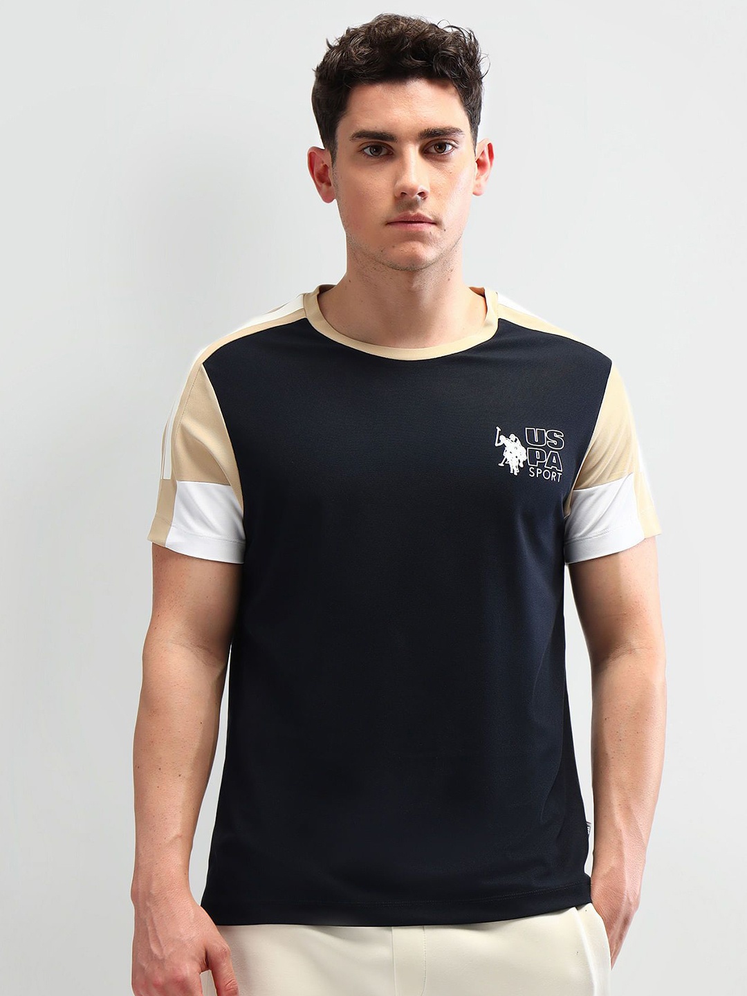 

U.S. Polo Assn. Men Brand Logo Printed Slim Fit T-shirt, Blue
