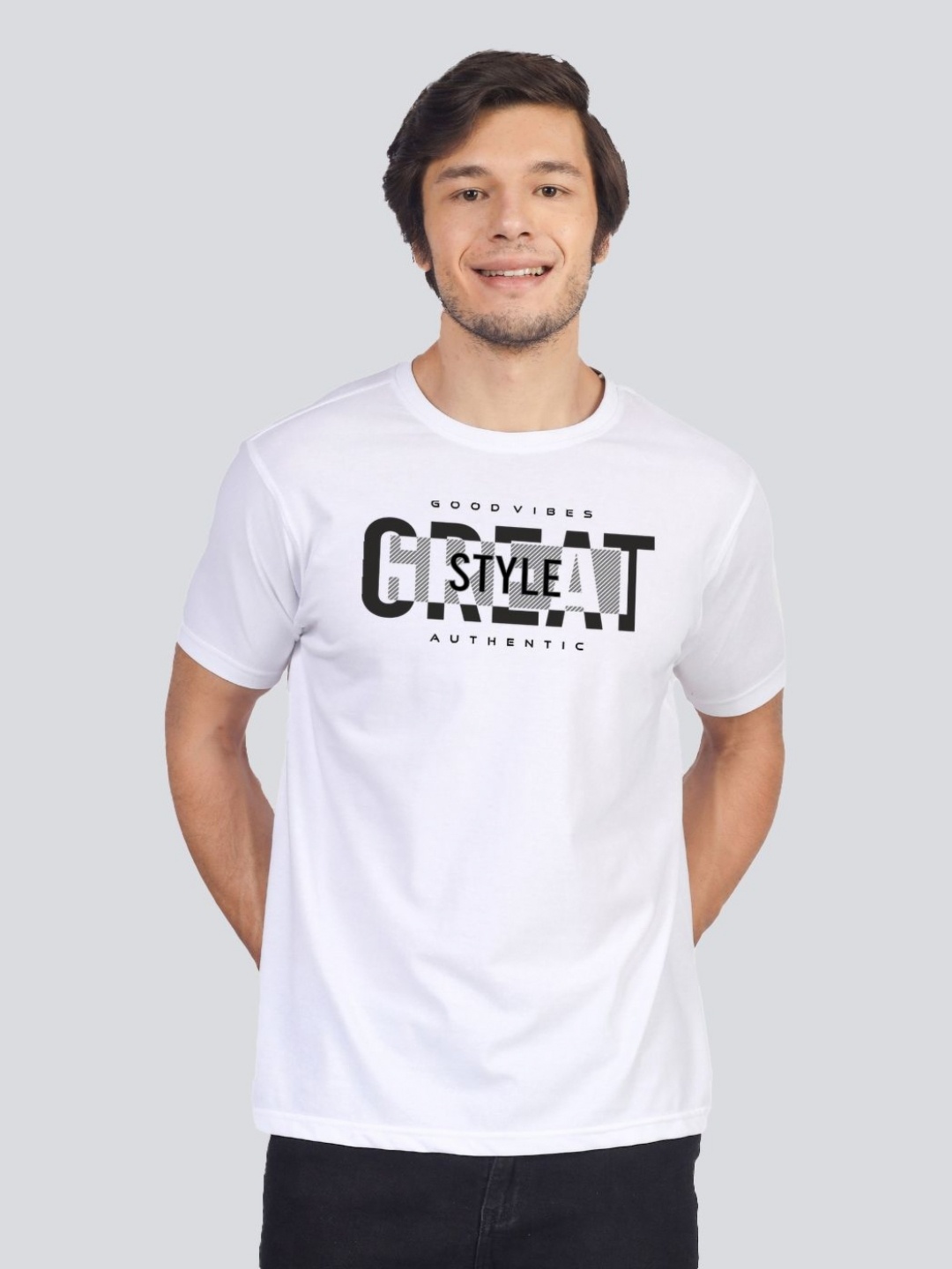

Greylongg Men Typography Printed Applique T-shirt, White