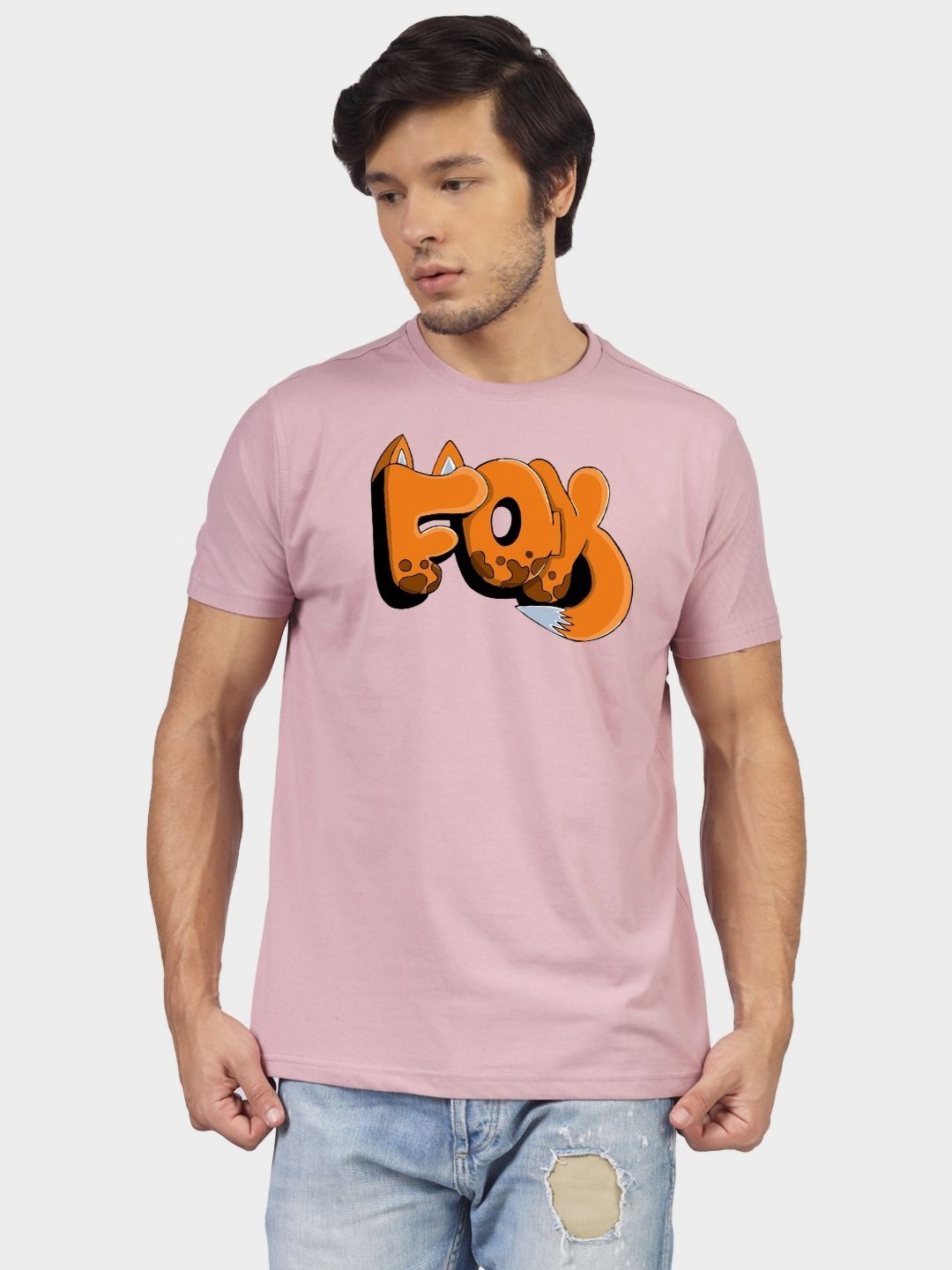 Greylongg Men Typography Printed Applique T-shirt, Purple