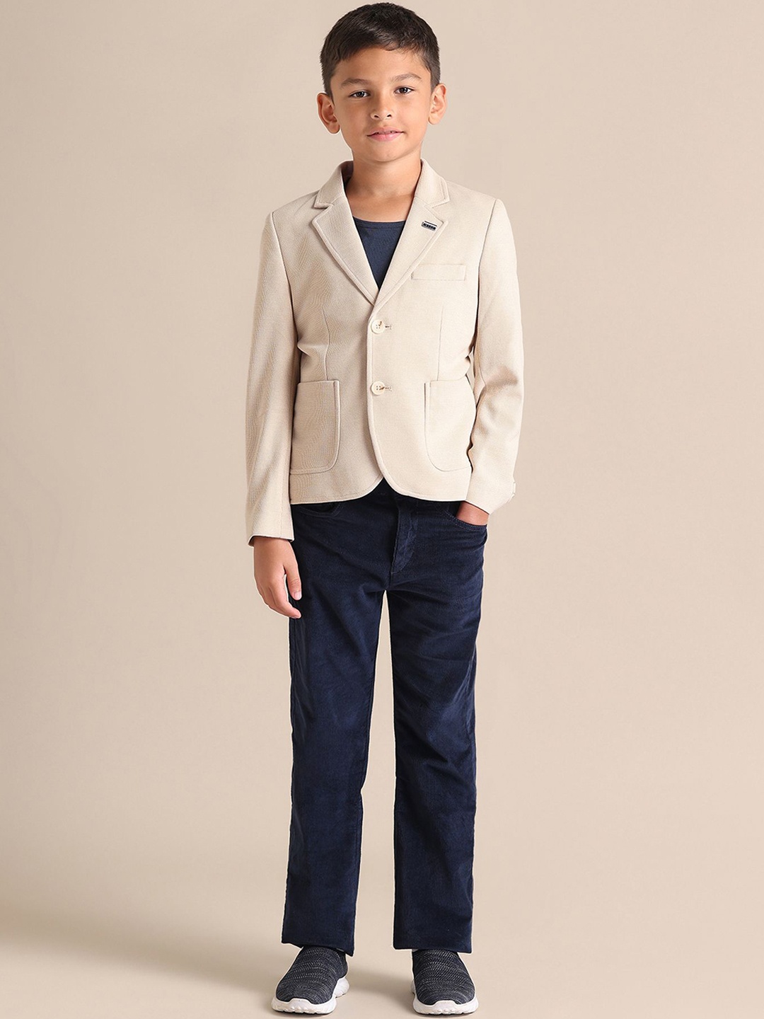

U.S. Polo Assn. Kids Self Design Single Breasted Blazer, Beige