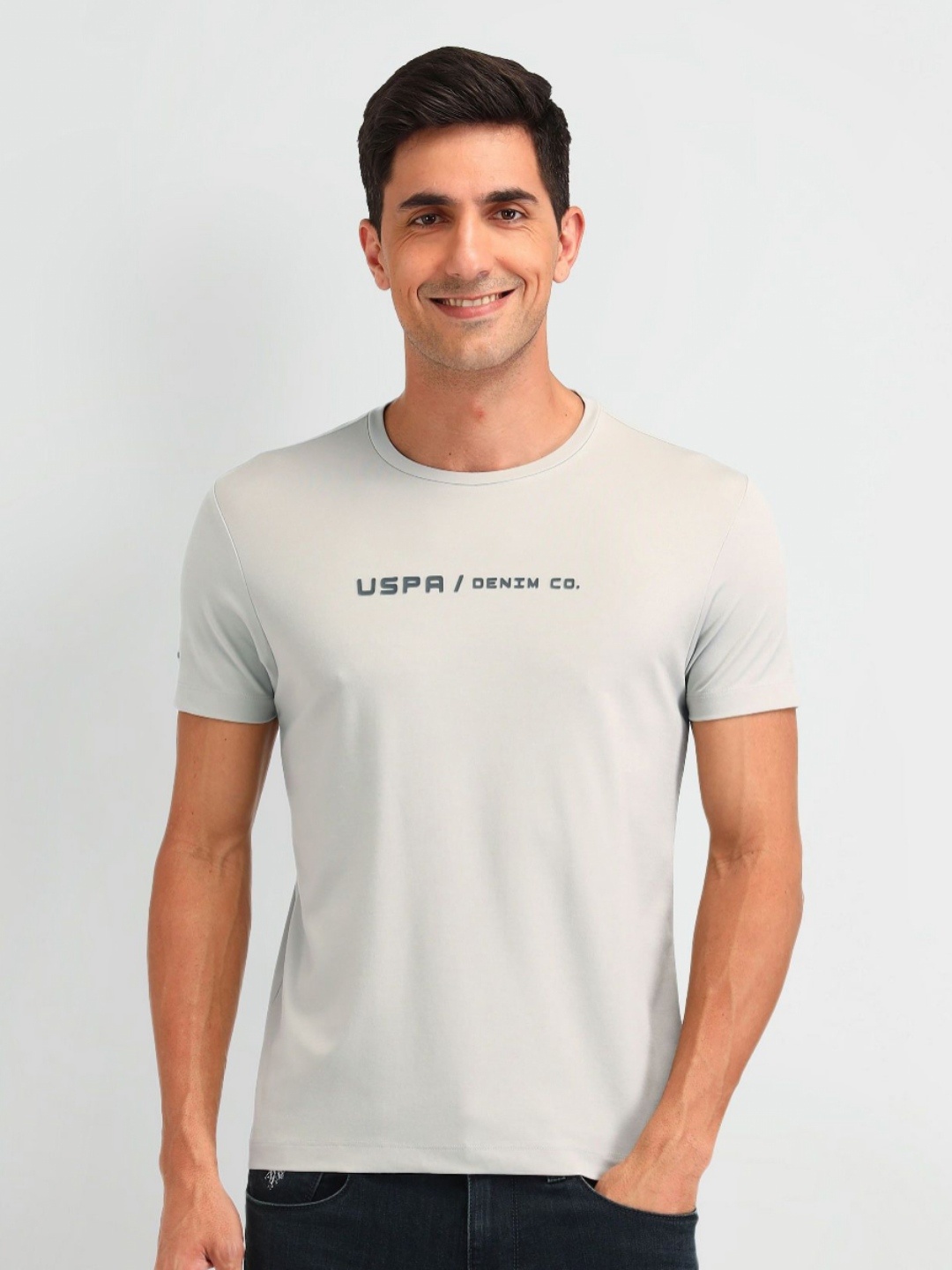 

U.S. Polo Assn. Denim Co. Men Typography Printed Round Neck Slim Fit T-shirt, Beige