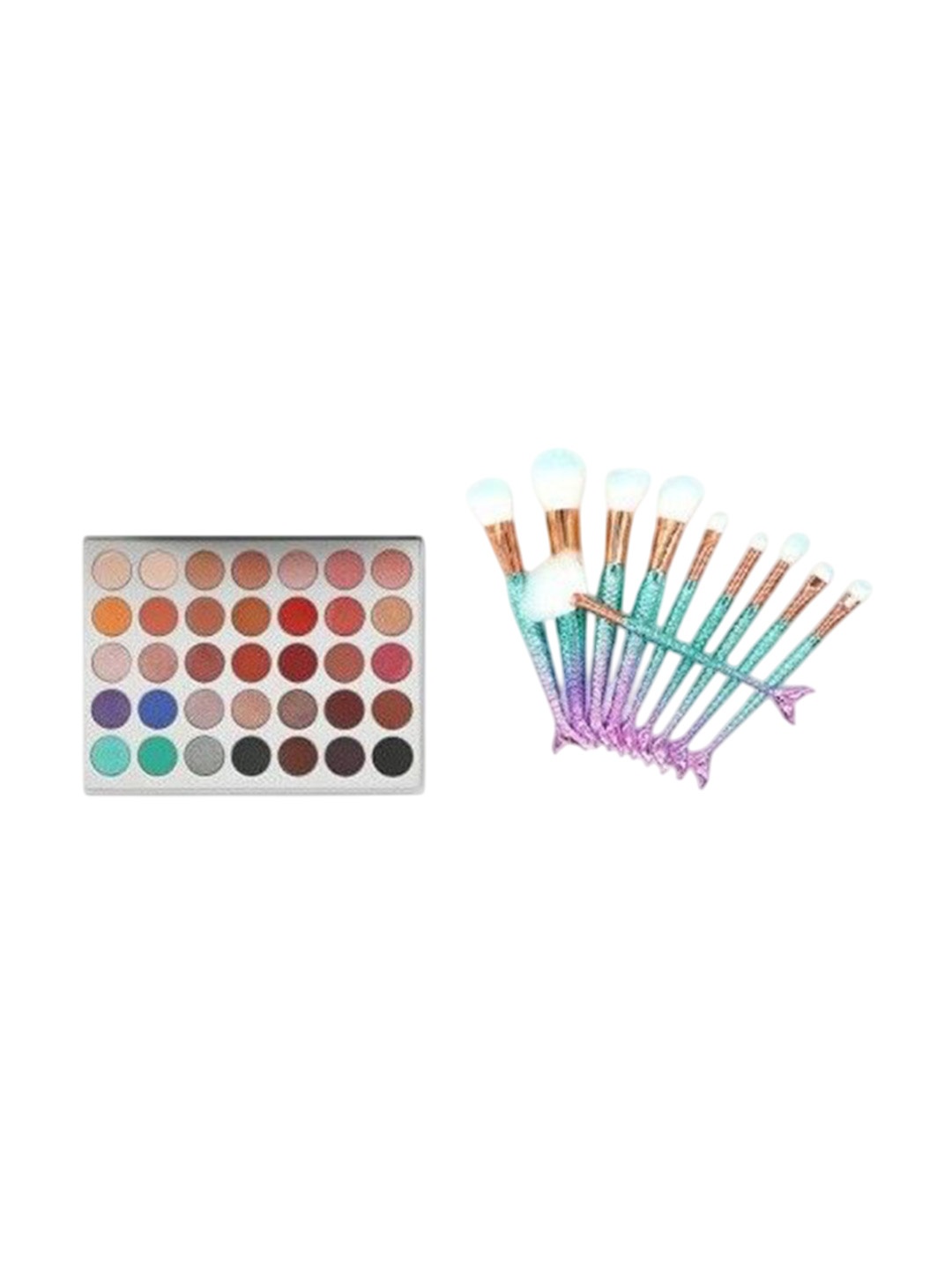 

Lenon 36 Color Eyeshadow Palette- 70.5 g With 10 Pcs Fish Makeup Brushes- Red-Green-Blue